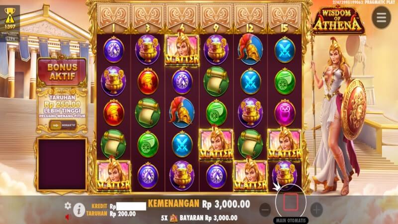 Tampilan Utama Game Slot Wisdom of Athena