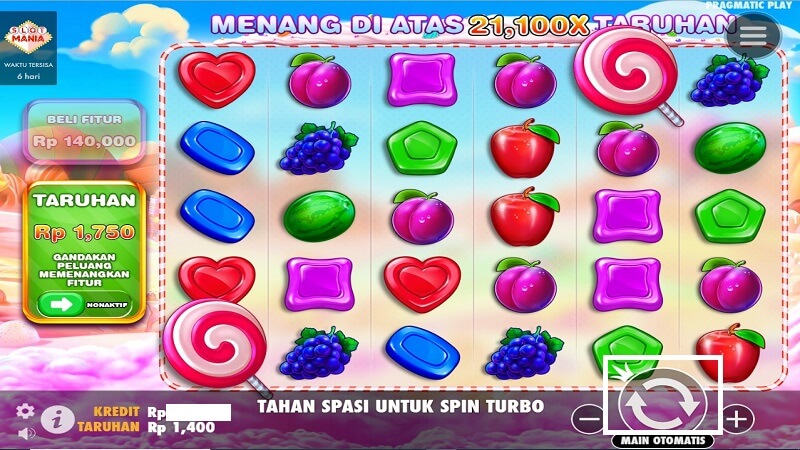 tombol spin untuk memulai permainan